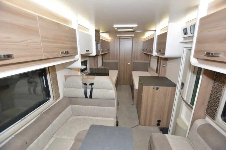 The view from front to rear in the Swift Champagne 675 motorhome (Click to view full screen)