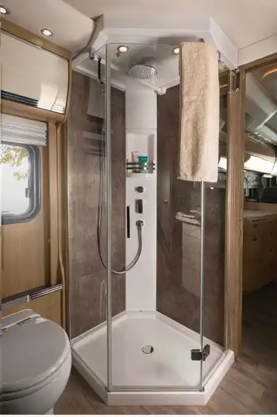 The Morelo Empire Liner 98 A-class motorhome washroom (photo courtesy of Morelo) (Click to view full screen)
