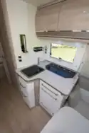The kitchen in the 8086dF motorhome