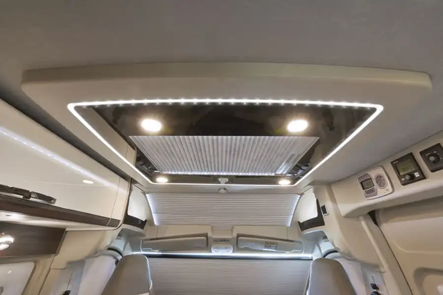 The skylight in the living area of the Globecar Summit Prime 540 campervan (Click to view full screen)