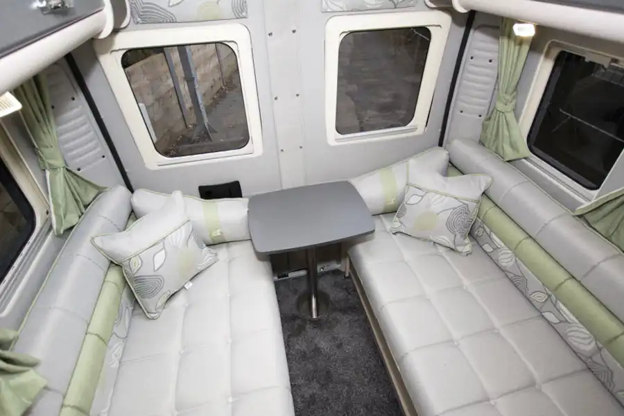 Lounge seating in the Auto-Sleeper Warwick Duo motorhome (Click to view full screen)