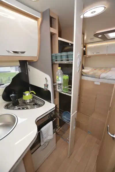The kitchen in the McLouis Fusion 360 motorhome (Click to view full screen)
